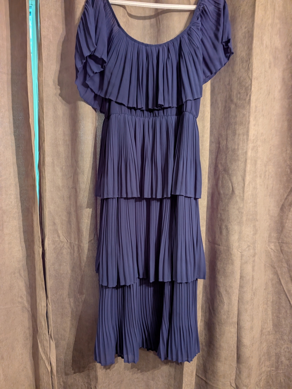 Chelsea Navy Blue Tiered Pleated Dress